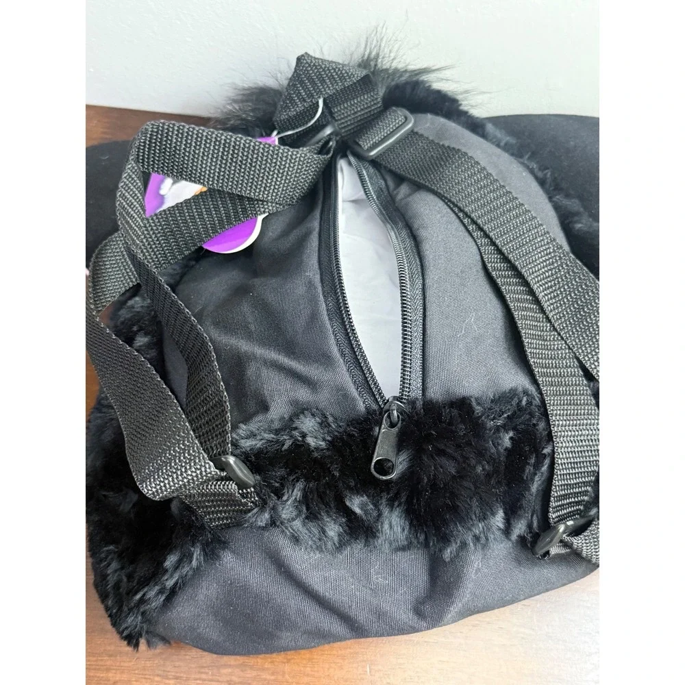 Vintage Furby Plush Backpack Black‎ Faux Fur Pink Ears Y2K Kidcore New with Tags